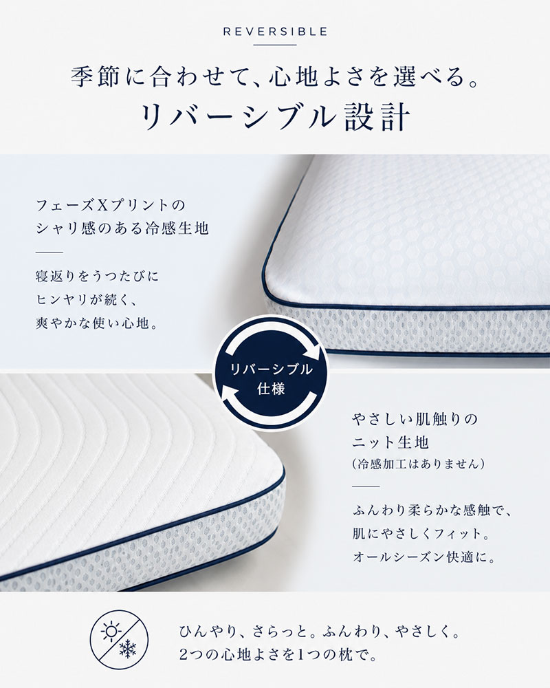 温度調整機能付き冷感まくらチルリズム