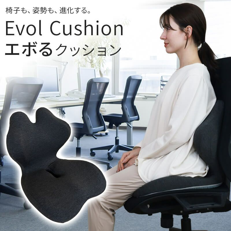 背中からお尻まで一体で支えるクッション
